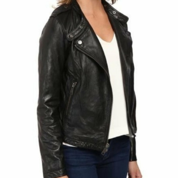 Sanctuary Jackets & Blazers - SANCTUARY Black FAUX LEATHER Lined MOTO Hip JACKET Womens LARGE